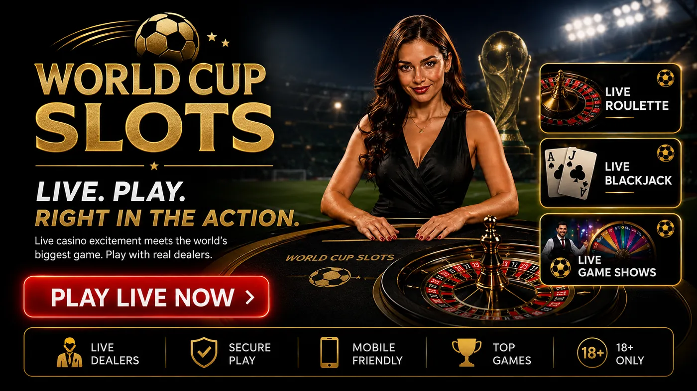 World Cup Slots live casino with football-themed slots and dealer games